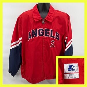 Starter MLB Los Angeles Angels Jacket Mens XXL Red Full Zip Windbreaker NWT NEW